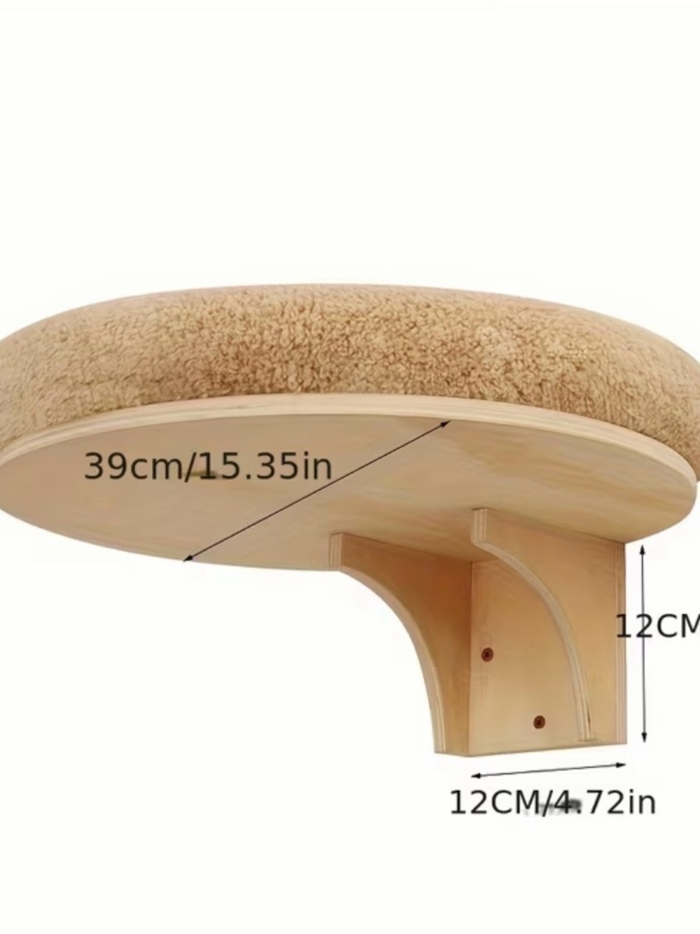 Plush Wall-Mounted Cat Bed in Beige - Picture 3 of 7